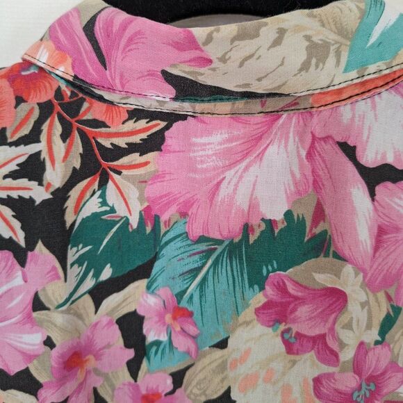 Vintage Casey & Max Tropical Floral Hawaiian Button Up - Med - Pink Hibiscus - Picture 8 of 10